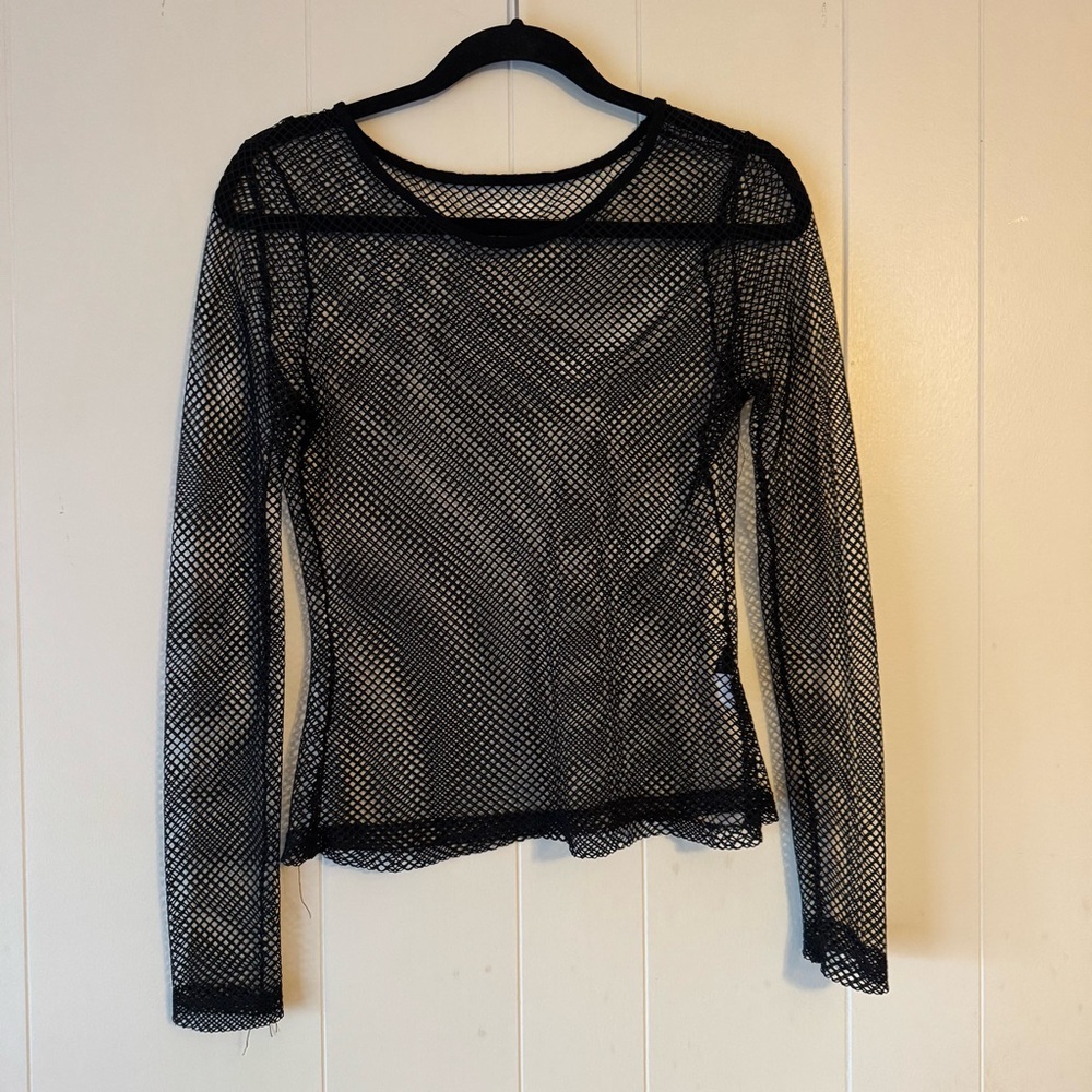 Black Fishnet Long Sleeve Top